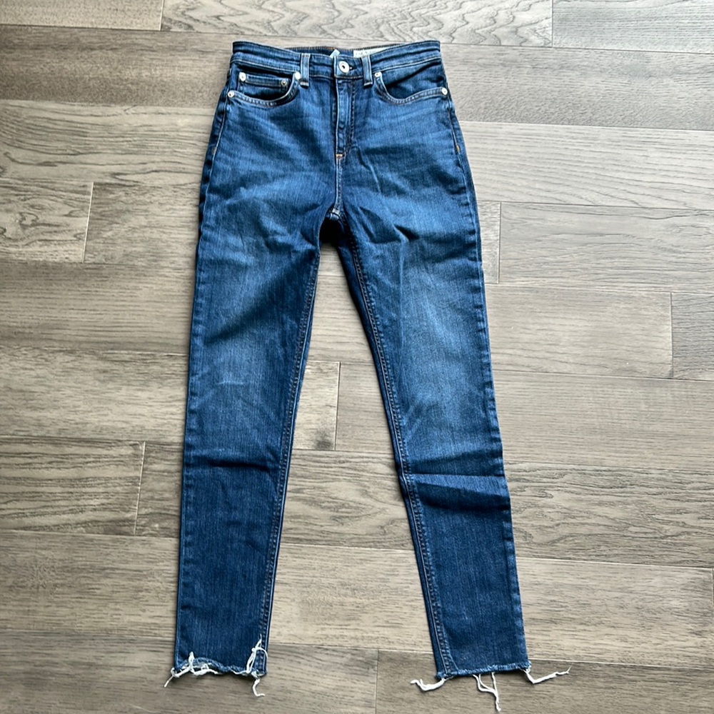 Rag & bone Nina high-rise ankle skinny jeans raw hem size 25